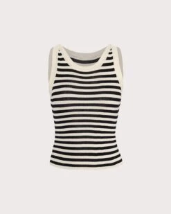 The Black Round Neck Striped Tank Top 13 The Black Round Neck Striped Tank Top -Outlet Dress Mix Up Store the round neck striped tank top black tops p5g0bf