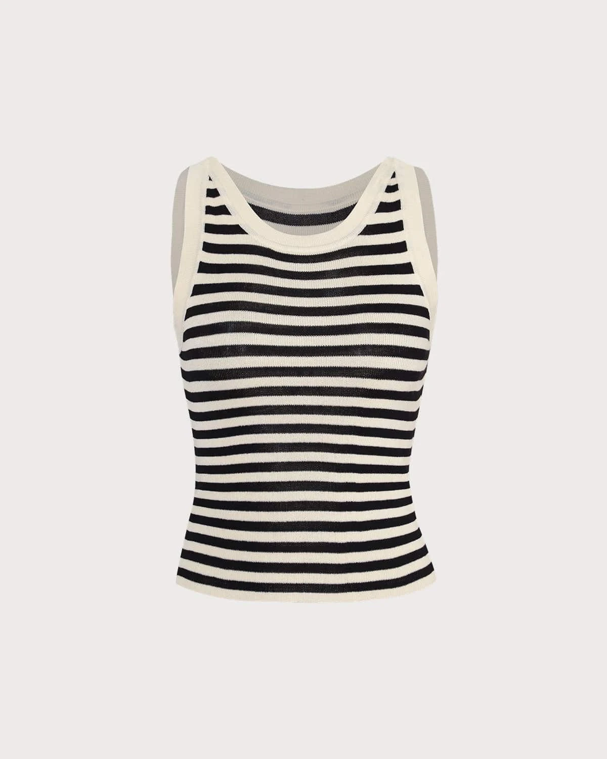The Black Round Neck Striped Tank Top 6 The Black Round Neck Striped Tank Top - Image 6