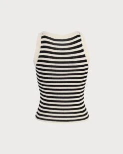 The Black Round Neck Striped Tank Top 15 The Black Round Neck Striped Tank Top -Outlet Dress Mix Up Store the round neck striped tank top tops ftaxk1