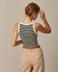 The Black Round Neck Striped Tank Top 12 The Black Round Neck Striped Tank Top -Outlet Dress Mix Up Store the round neck striped tank top tops lsrpqi 870419