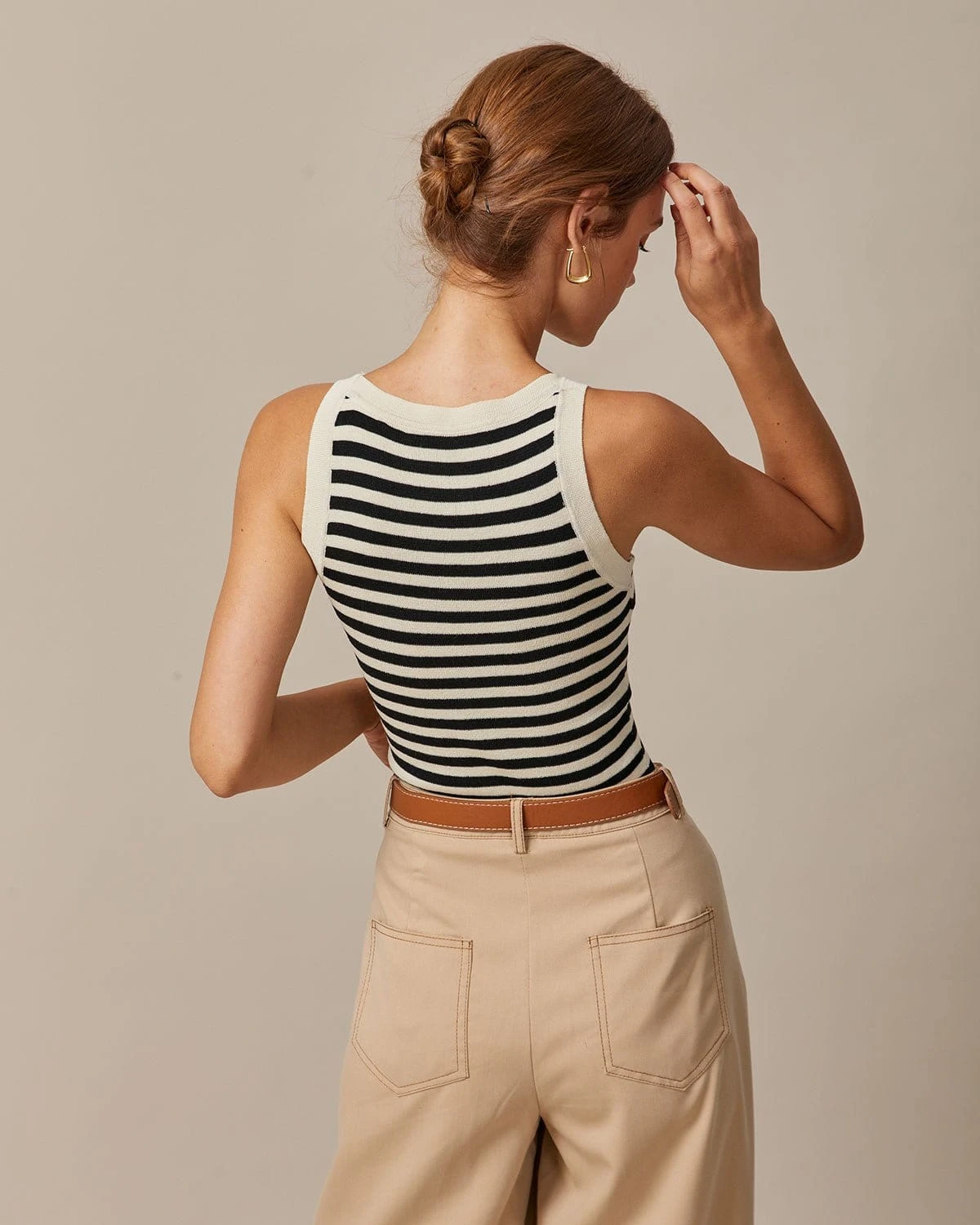 The Black Round Neck Striped Tank Top 5 The Black Round Neck Striped Tank Top - Image 5