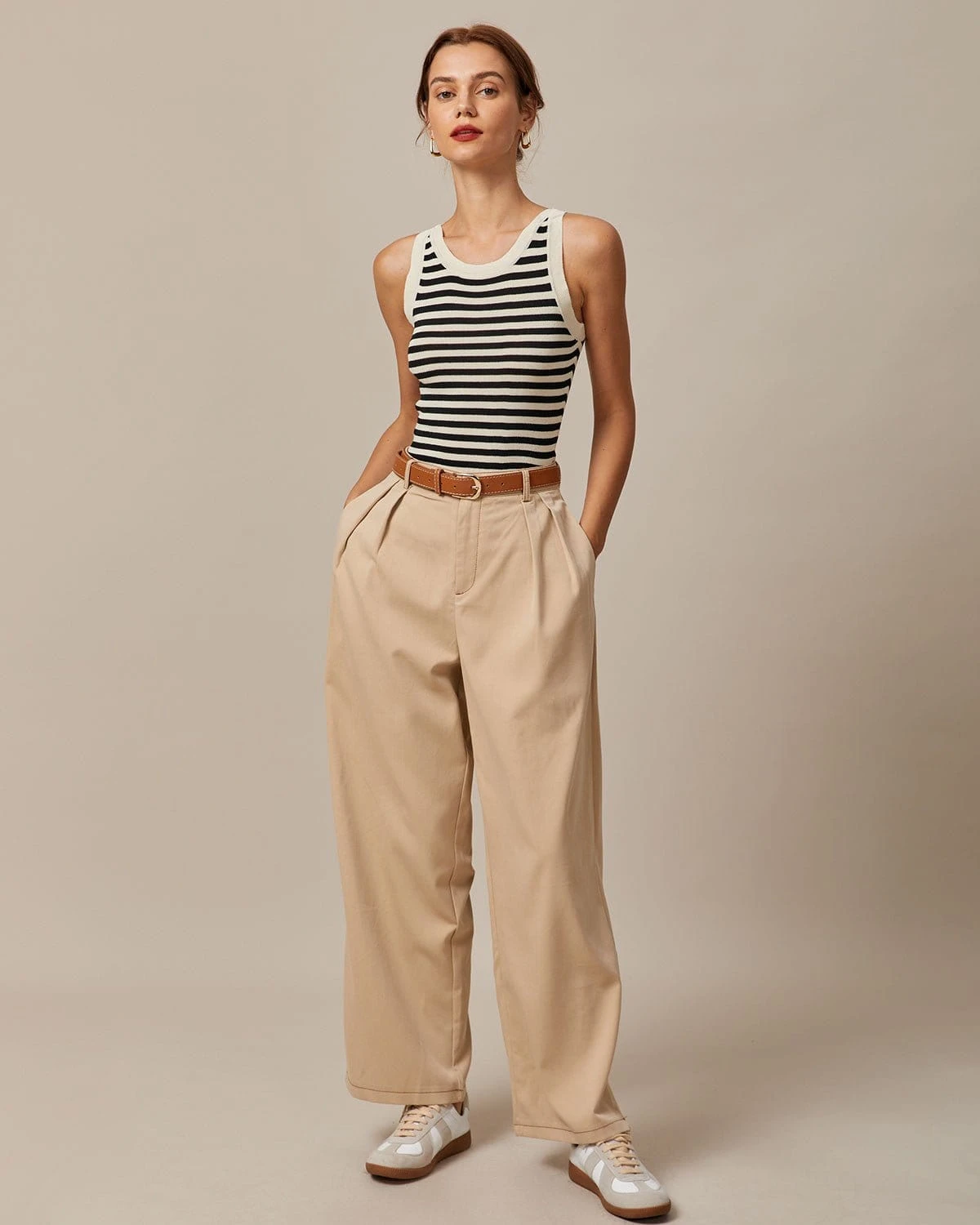 The Black Round Neck Striped Tank Top 2 The Black Round Neck Striped Tank Top - Image 2