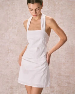 The White Halter Ruched Pleated Mini Dress -Outlet Dress Mix Up Store the ruched halter mini dress dresses qsxtyo