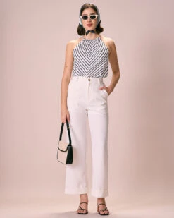 The Black Ruched Striped Halter Top 7 The Black Ruched Striped Halter Top -Outlet Dress Mix Up Store the ruched striped halter top tops wu7tq8