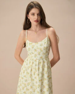 The Yellow Ruched Floral Slip Midi Dress 8 The Yellow Ruched Floral Slip Midi Dress -Outlet Dress Mix Up Store the ruched yellow floral print midi dress dresses balktd