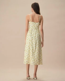 The Yellow Ruched Floral Slip Midi Dress 9 The Yellow Ruched Floral Slip Midi Dress -Outlet Dress Mix Up Store the ruched yellow floral print midi dress dresses vmmrol