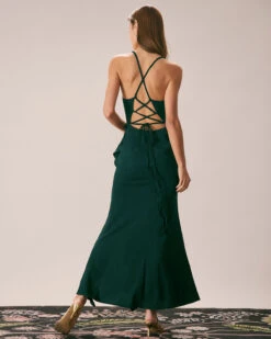 The Green Ruffle Cross Back Strap Maxi Dress -Outlet Dress Mix Up Store the ruffle cross back dress dresses m6cwsh a44520d1 e9b5 4d4c 9896 f5f58d1bf155