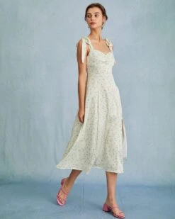 The Light Green Satin Floral Tie Strap Slit Midi Dress 10 The Light Green Satin Floral Tie Strap Slit Midi Dress -Outlet Dress Mix Up Store the satin floral tie strap slit midi dress dresses 9sbcwi 473426