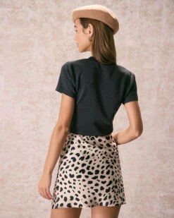 The Apricot Leopard Print Satin Mini Skirt -Outlet Dress Mix Up Store the satin leopard mini skirt bottoms orecfz