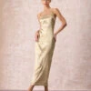 The Apricot Sleeveless Split Satin Maxi Dress