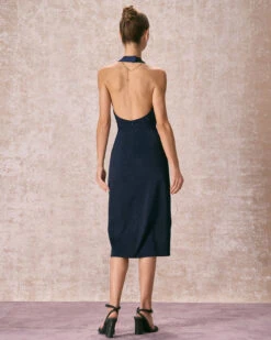 The Navy Halter Ruched Wrap Satin Midi Dress -Outlet Dress Mix Up Store the satin wrap halter midi dress dresses avxpgp b067b841 77f4 419e 82ad 4ed0f2a4d4f9