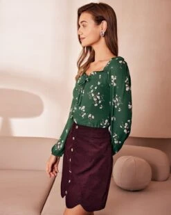 The Wine Red Scalloped Corduroy Mini Skirt 10 The Wine Red Scalloped Corduroy Mini Skirt -Outlet Dress Mix Up Store the scallop hem corduroy skirt bottoms 8kznoe 277463