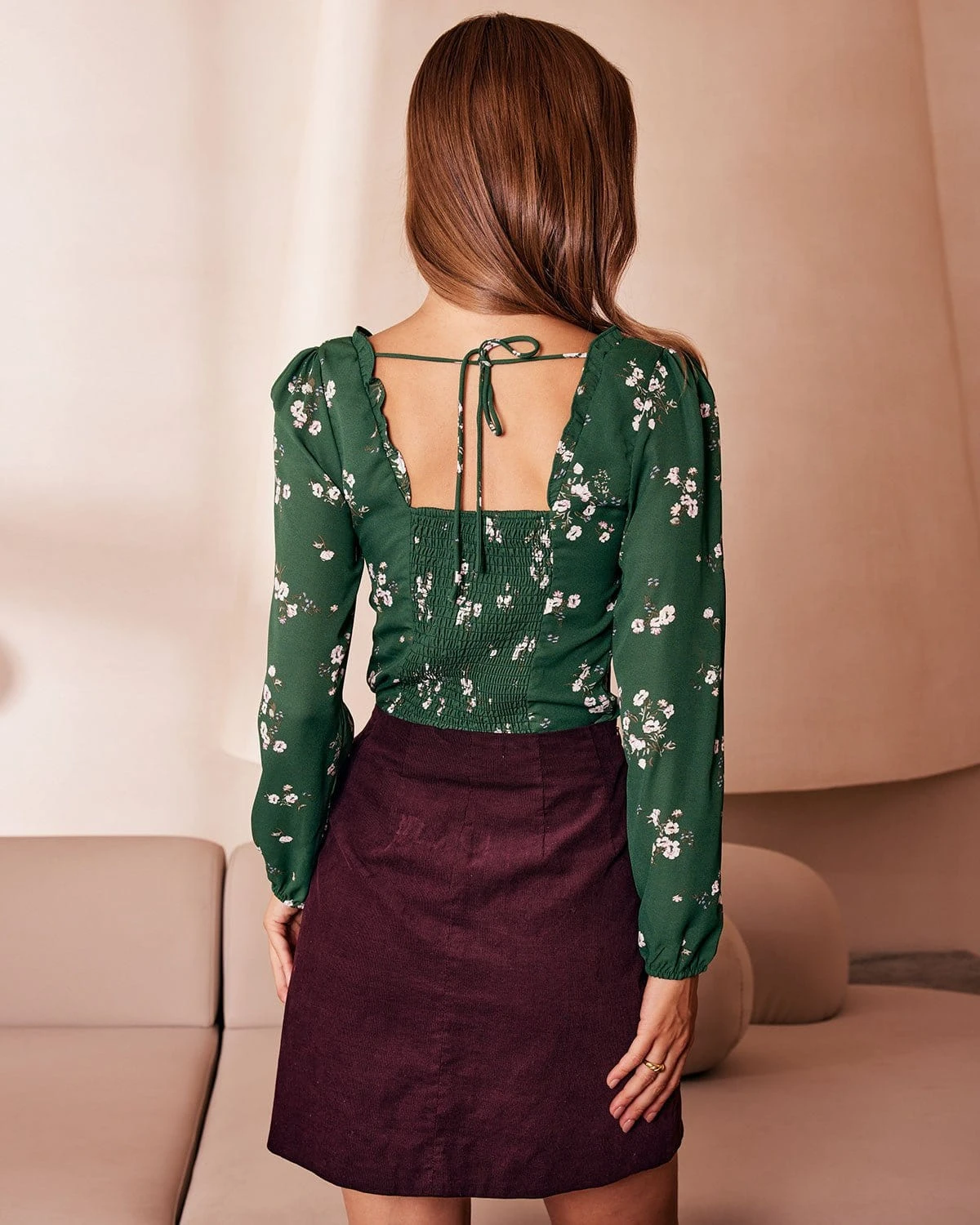 The Wine Red Scalloped Corduroy Mini Skirt 5 The Wine Red Scalloped Corduroy Mini Skirt - Image 5