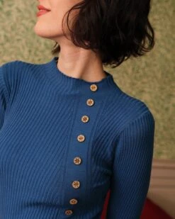 The Solid Mock Neck Ribbed Knit Top -Outlet Dress Mix Up Store the side button knit top tops 7d5ck7 934277