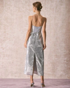 The Silver Sequin Sleeveless Strap Maxi Dress -Outlet Dress Mix Up Store the silver sequin maxi dress dresses sr4nnx