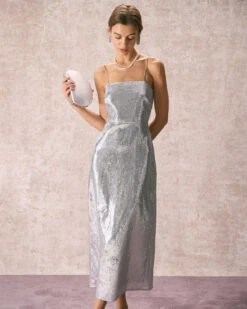 The Silver Sequin Sleeveless Strap Maxi Dress -Outlet Dress Mix Up Store the silver sequin maxi dress dresses y4qxen