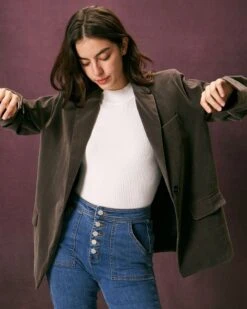 The Army Green Single Button Velvet Blazer -Outlet Dress Mix Up Store the single button velvet blazer outerwear h4lzac 570929