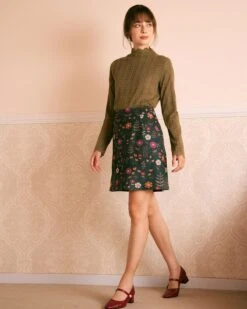 The Green Slant Pocket Floral Mini Skirt -Outlet Dress Mix Up Store the slant pocket floral mini skirt bottoms ziuqma