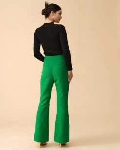 The Solid High-waisted Flare Pants 9 The Solid High-waisted Flare Pants -Outlet Dress Mix Up Store the solid color flare pants bottoms bawgku