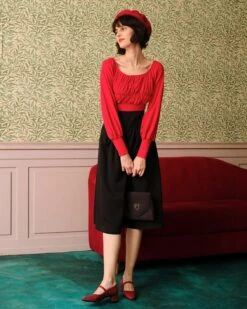 The Solid Ruched Lantern Sleeve Tee -Outlet Dress Mix Up Store the solid color ruched tee tops kttyog