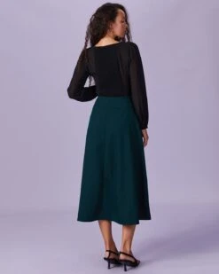 The Dark Green Double-breasted Midi Skirt 9 The Dark Green Double-breasted Midi Skirt -Outlet Dress Mix Up Store the solid double breasted midi skirt bottoms uo5osw 152217