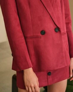 The Collared Solid Single Button Suede Blazer -Outlet Dress Mix Up Store the solid suede blazer outerwear n3tlfl