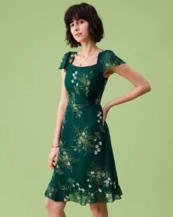 The Square Neck Backless Floral Midi Dress -Outlet Dress Mix Up Store the square neck backless midi dress dresses vxyarf 181222