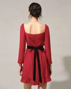 The Red Square Neck Flounce Long Sleeve Mini Dress 12 The Red Square Neck Flounce Long Sleeve Mini Dress -Outlet Dress Mix Up Store the square neck flounce mini dress dresses alt7mo 578215