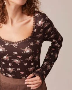 The Coffee Square Neck Floral Lace Trim Tee 9 The Coffee Square Neck Floral Lace Trim Tee -Outlet Dress Mix Up Store the square neck lace trim floral top tops 5qaioq 933144