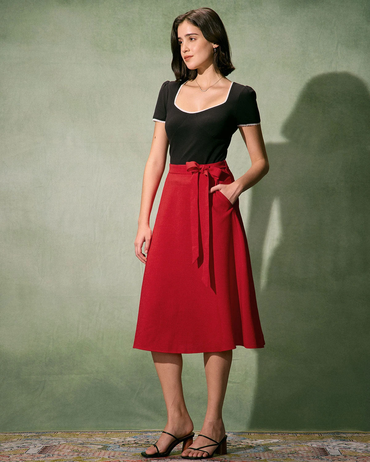 The Black Square Neck Lace Trim Tee 5 The Black Square Neck Lace Trim Tee - Image 5