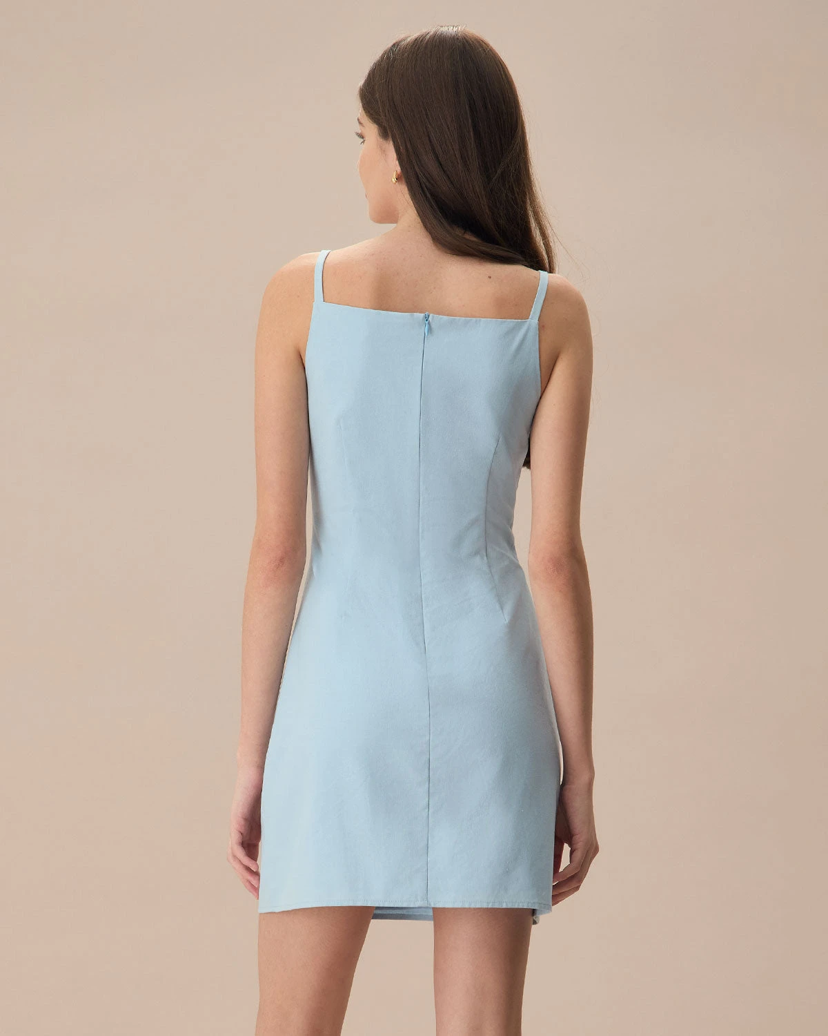 The Blue Square Neck Linen Slip Mini Dress 5 The Blue Square Neck Linen Slip Mini Dress - Image 5