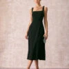 The Black Square Neck Sheath Midi Dress
