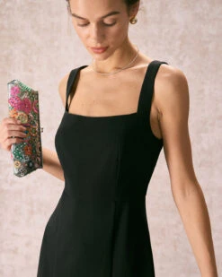 The Black Square Neck Sheath Midi Dress -Outlet Dress Mix Up Store the square neck sheath dress dresses dz5bni