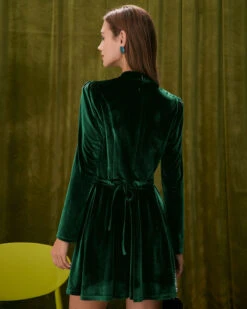 The Green Stand Cut Out Velvet Mini Dress -Outlet Dress Mix Up Store the stand cut out velvet dress dresses qwkjfz