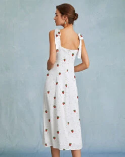 The White Strawberry Tie Strap Slit Midi Dress 9 The White Strawberry Tie Strap Slit Midi Dress -Outlet Dress Mix Up Store the strawberry tie strap slit midi dress dresses cwflbe