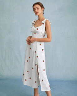 The White Strawberry Tie Strap Slit Midi Dress 8 The White Strawberry Tie Strap Slit Midi Dress -Outlet Dress Mix Up Store the strawberry tie strap slit midi dress dresses ifdwgc