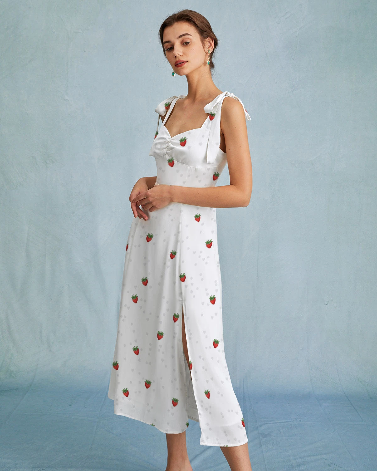 The White Strawberry Tie Strap Slit Midi Dress 4 The White Strawberry Tie Strap Slit Midi Dress - Image 4