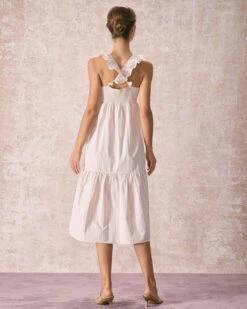 The Yellow V Neck Striped Ruffle Midi Dress -Outlet Dress Mix Up Store the striped ruffle tie midi dress dresses ey2qni