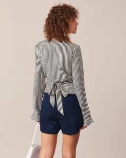 The Black V Neck Poet Sleeve Wrap Blouse 9 The Black V Neck Poet Sleeve Wrap Blouse -Outlet Dress Mix Up Store the striped v neck wrap blouse tops 5akexd 992435