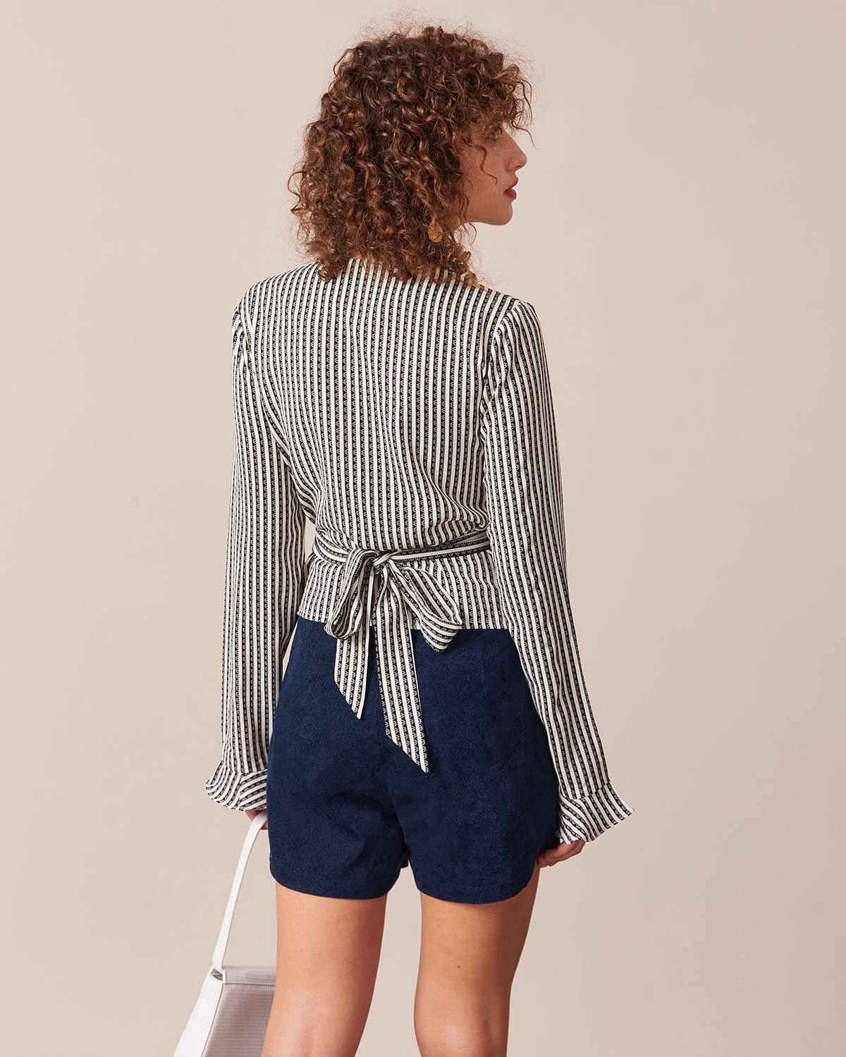 The Black V Neck Poet Sleeve Wrap Blouse 5 The Black V Neck Poet Sleeve Wrap Blouse - Image 5