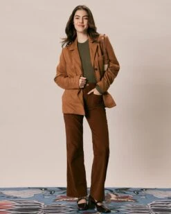 The Brown Lapel Pockets Button Suede Jacket -Outlet Dress Mix Up Store the suede lapel pockets jacket outerwear evfwqb 867811