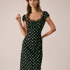 The Black Lace Trim Polka Dot Maxi Dress