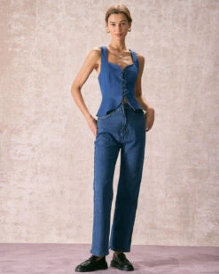 The Blue Sweetheart Neck Lace-Up Tank Top -Outlet Dress Mix Up Store the sweetheart neck lace up tank top tops xdj7yh