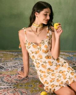 The Yellow Sweetheart Neck Lemon Mini Dress -Outlet Dress Mix Up Store the sweetheart neck lemon mini dress dresses renouk