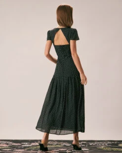 The Black Sweetheart Neck Polka Dot Maxi Dress -Outlet Dress Mix Up Store the sweetheart neck polka dot dress dresses 4otxjh