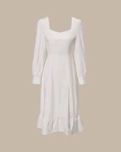The White Sweetheart Neck Split Midi Dress -Outlet Dress Mix Up Store the sweetheart neck split hem dress dresses xnsrqs