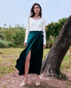 The White V Neck Teardrop Ribbed Knit Top -Outlet Dress Mix Up Store the teardrop knit top tops ieeofp