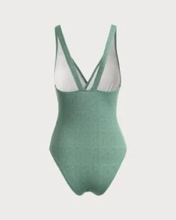 The Green V Neck Backless One-Piece Swimsuit -Outlet Dress Mix Up Store the textured one piece swimsuit one pieces 92298h 322124