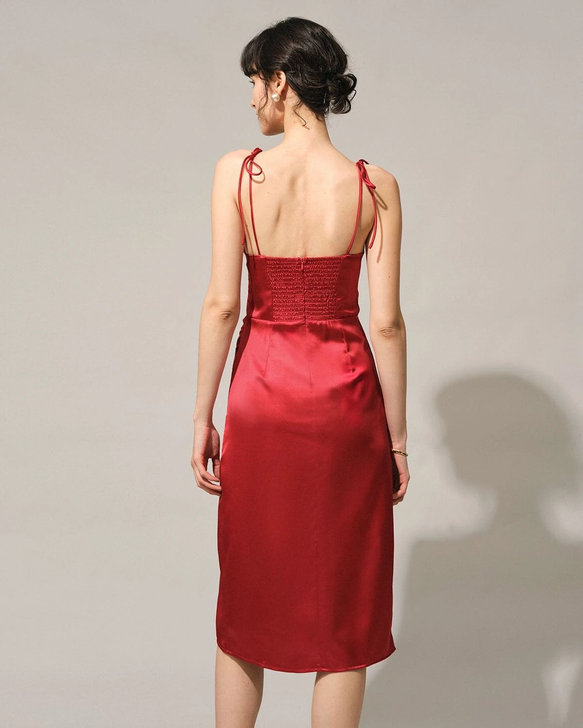 The Solid Sweetheart Neck Tie Shoulder Slit Midi Dress 10 The Solid Sweetheart Neck Tie Shoulder Slit Midi Dress - Image 10