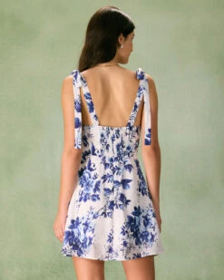The Blue Floral Tie Strap Mini Dress -Outlet Dress Mix Up Store the tie strap floral mini dress dresses epcfmv